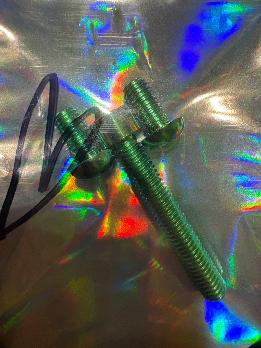 Key lock mount titanium bolts GREEN works for all bikes